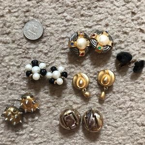 Lot of 6 vintage clip on earrings